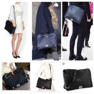 Chanel le boy XL Iridescent exclusive black suede